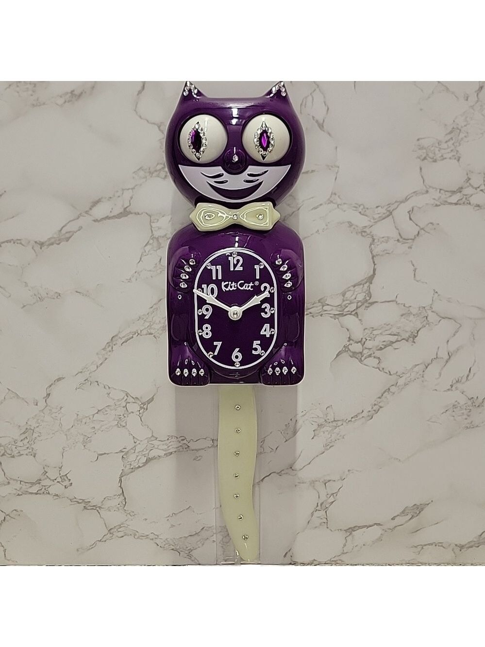 Rare Jeweled Boysenberry Kit Cat Klock with glow in the dark bow tie & tail - Picture 2 of 12